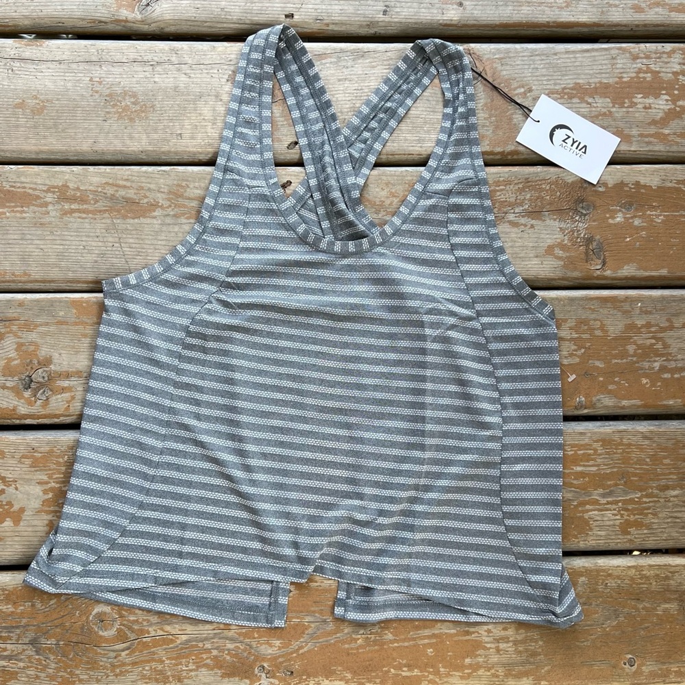 ZYIA Active Gray Nimbus Split Back Tank - Size XXL *NEW*